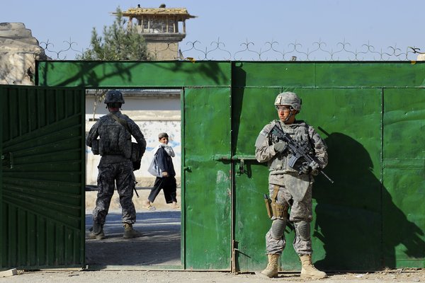 Military soldier with gun